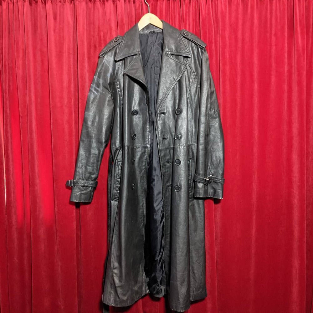 Pleather Black Trenchcoat 40R